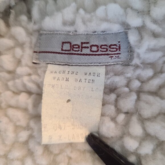 Vintage DeFossi Denim Vest Jean Sherpa Lined Men’s XL Distressed Workwear Grunge - Picture 7 of 7